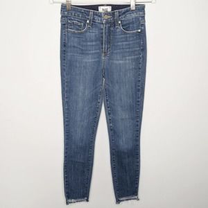 PAIGE • Hoxton Ankle Raw Hem Skinny Jeans Sz 25
